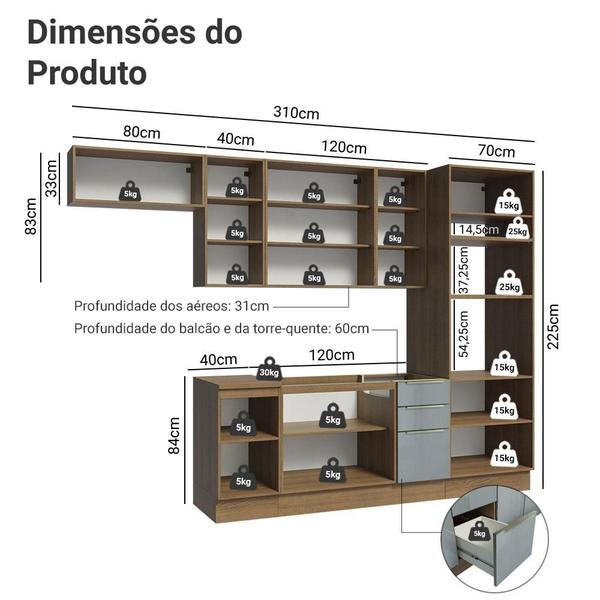 Imagem de Armário de Cozinha Completa 310cm Lux Madesa 01