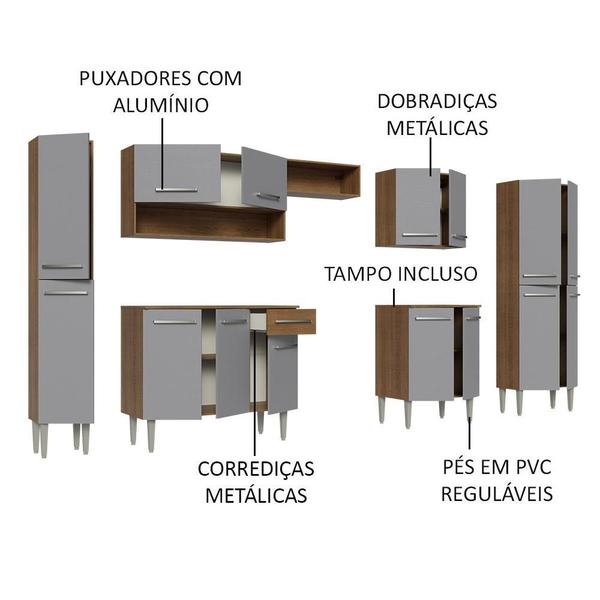 Imagem de Armário de Cozinha Completa 325cm Cinza/Rustic Emilly Madesa 02