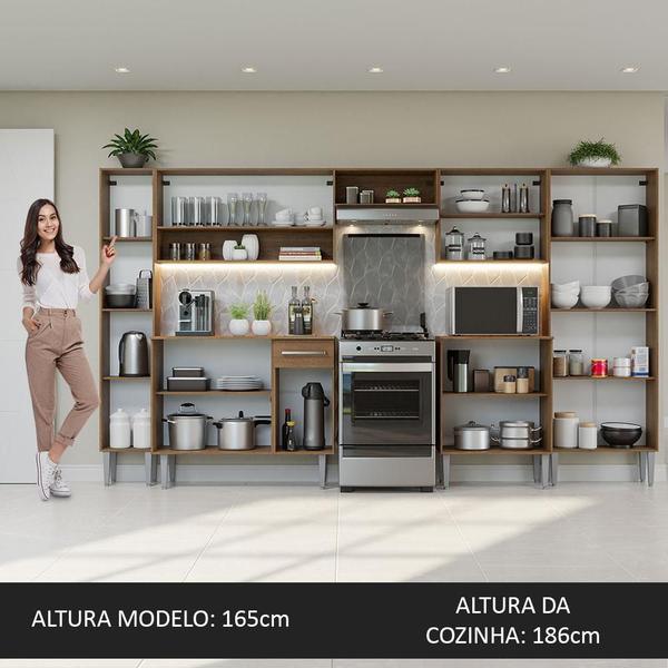 Imagem de Armário de Cozinha Completa 325cm Rustic/Branco Emilly Madesa 02