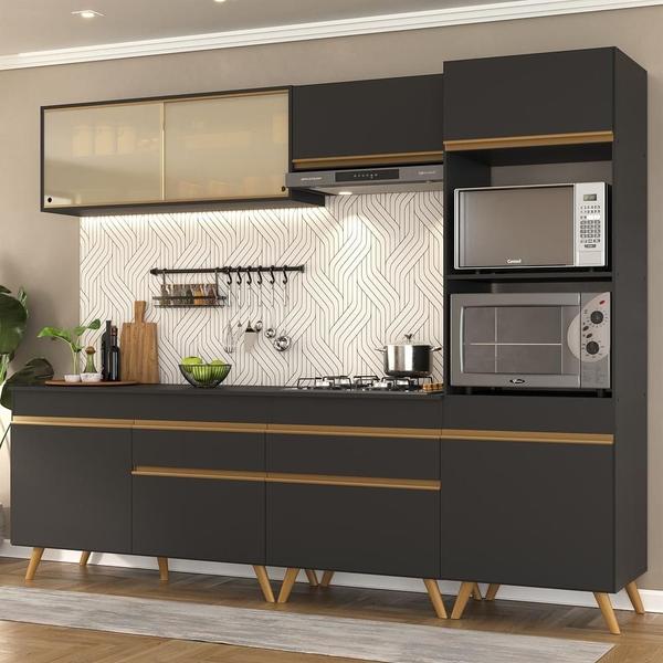 Armário de Cozinha Completa 5 peças MP3715 Veneza GB Multimóveis Preta Armário de Cozinha Completa 5 peças MP3715 Veneza GB Multimóveis Preta
