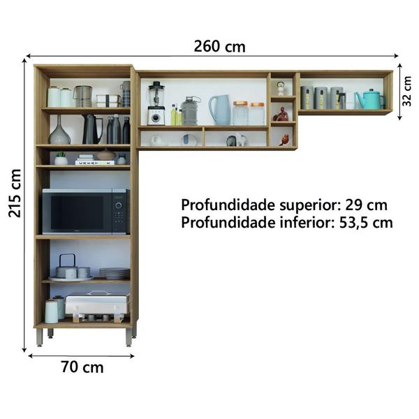 Imagem de Armário de Cozinha Completa 7 Portas Com Nicho Para Micro Ondas Areia/Madeirado Diana Luciane