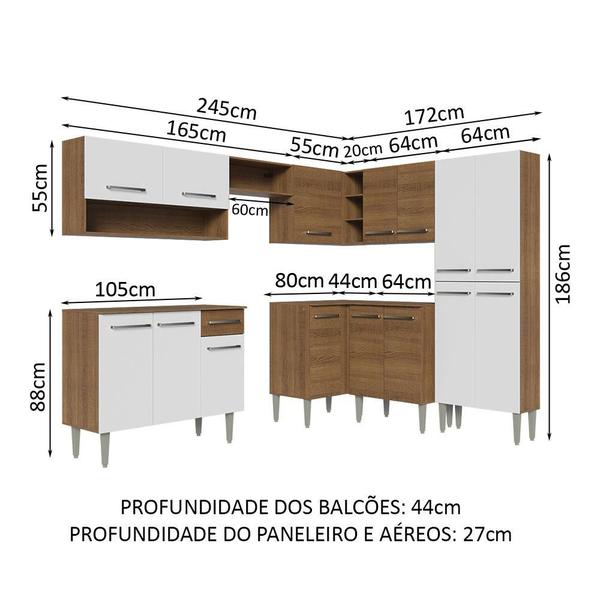 Imagem de Armário de Cozinha Completa de Canto 417cm Rustic/Branco Emilly Madesa 02