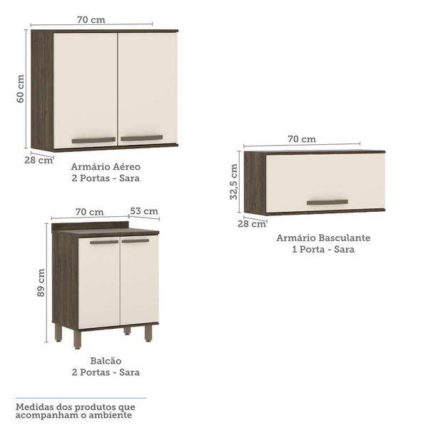 Imagem de Armário de Cozinha Completa de Canto com 8 Peças Sara Luciane Móveis