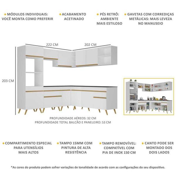Imagem de Armário de Cozinha Completa de Canto Veneza GW Multimóveis MP2045 Branca