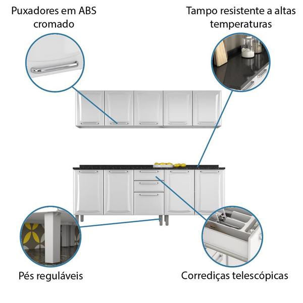 Imagem de Armário de Cozinha Completa Itatiaia Tarsila de Aço com Balcão 10 portas Branco