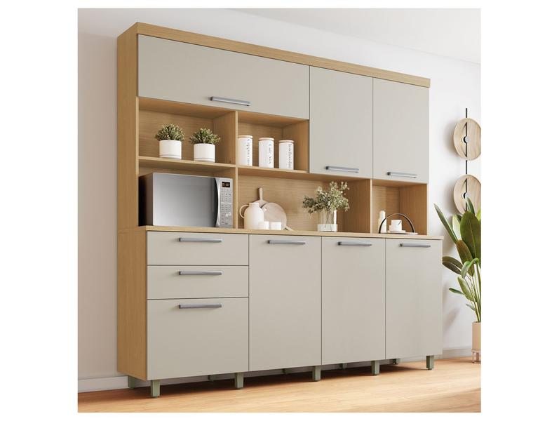 Armário de Cozinha Completa Nesher Nobreza com Balcão 7 Portas 2 Gavetas 100% MDF