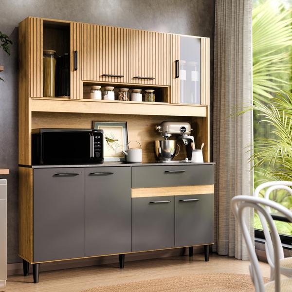 Armário De Cozinha Coral Completo Com 8 Portas E 1 Gaveta - Maxi Do Brasil