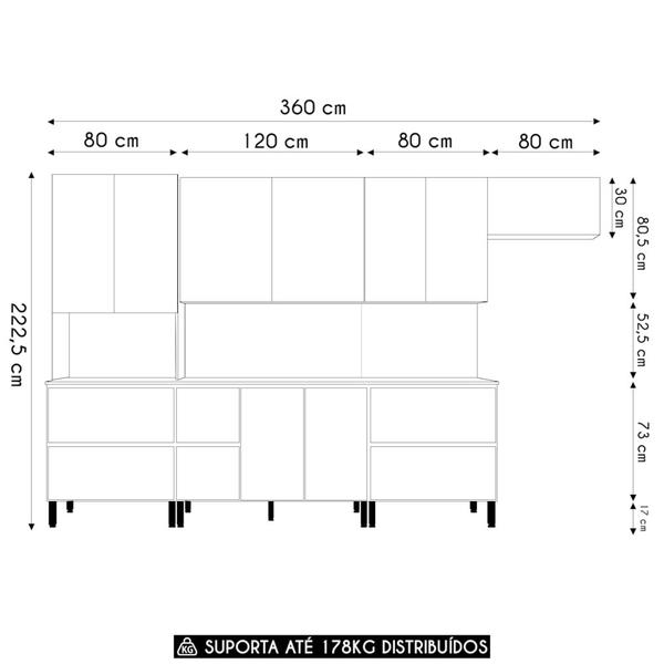 Imagem de Armário de Cozinha CP04 e Tampo 120cm Minsk K02 Vanilla/Freijó - Mpozenato