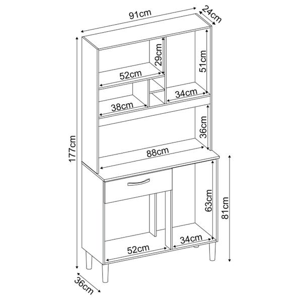 Imagem de Armário de Cozinha Malta 4 Portas 1 Gaveta Amêndola Touch/Branco - Demóbile