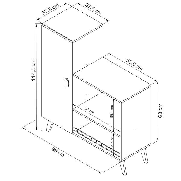 Imagem de Armário de Cozinha Melissa 1 Porta Espaço para Forno e Micro-Ondas com Fruteira Branco - Panorama Móveis