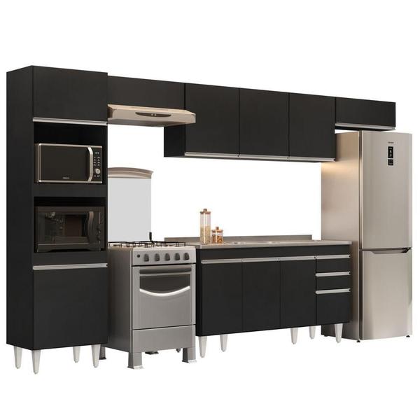 Imagem de Armário De Cozinha Modulada 5 Peças Cp15 Com Pia Inox Preto - Lumil