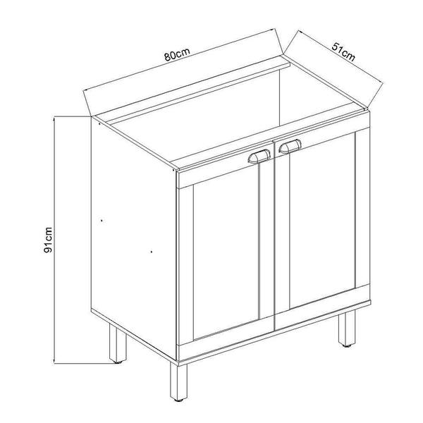 Imagem de Armário de Cozinha Modulada Balcão 80cm 2 Portas 1529 Iluminata 100% MDF Genialflex