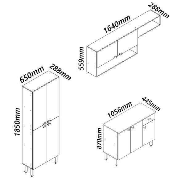 Imagem de Armário de Cozinha Modulada Completa Compacta Balcão Madrid Branco 3 - RosaFor