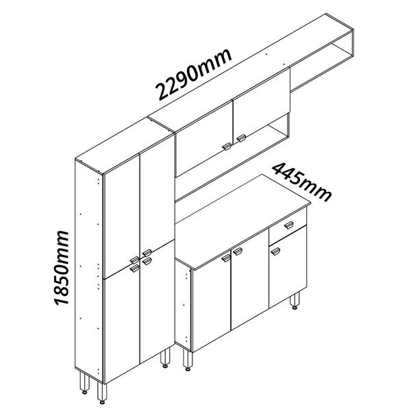 Imagem de Armário de Cozinha Modulada Completa Compacta Balcão Madrid Branco 3 - RosaFor