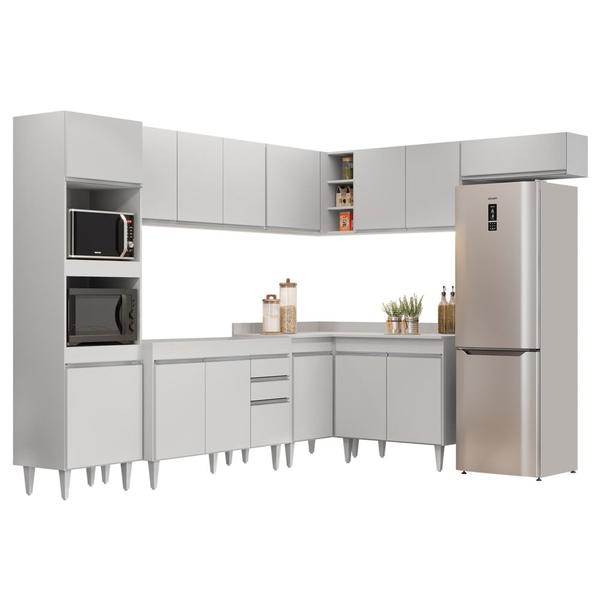 Armário de Cozinha Modulada de Canto 8 Peças CP01 Balcão Branco - Lumil - Lumil Móveis Imagem de Armário de Cozinha Modulada de Canto 8 Peças CP01 Balcão Branco - Lumil