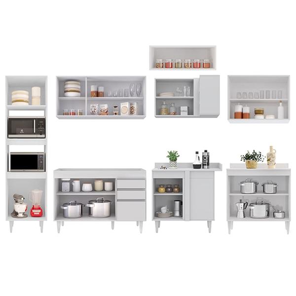 Armário de Cozinha Modulada de Canto 8 Peças CP01 Balcão Branco - Lumil - Lumil Móveis Imagem de Armário de Cozinha Modulada de Canto 8 Peças CP01 Balcão Branco - Lumil