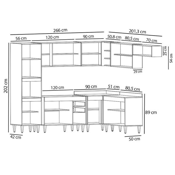 Armário de Cozinha Modulada de Canto 8 Peças CP01 Balcão Branco - Lumil - Lumil Móveis Imagem de Armário de Cozinha Modulada de Canto 8 Peças CP01 Balcão Branco - Lumil