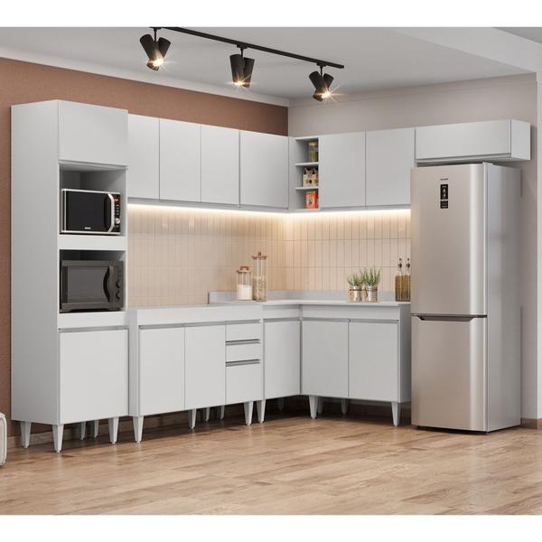 Armário de Cozinha Modulada de Canto 8 Peças CP01 Balcão Branco - Lumil - Lumil Móveis Imagem de Armário de Cozinha Modulada de Canto 8 Peças CP01 Balcão Branco - Lumil