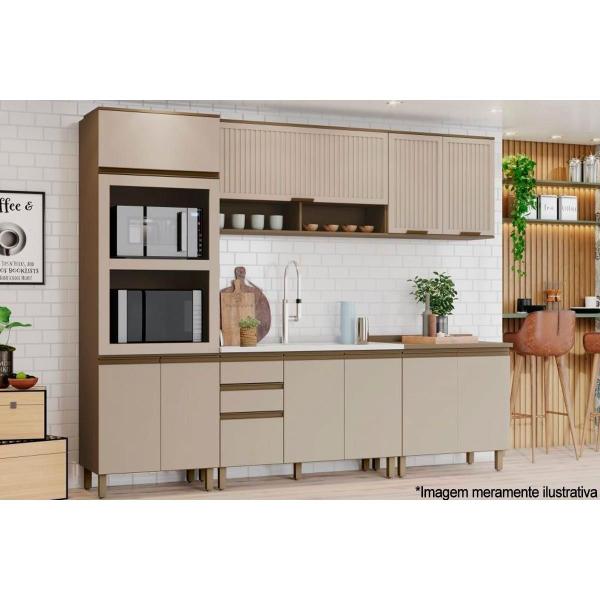 Imagem de Armário de Cozinha Modulado Aéreo p/ Connect c/2 Portas Ripadas 80cm Off White - Henn