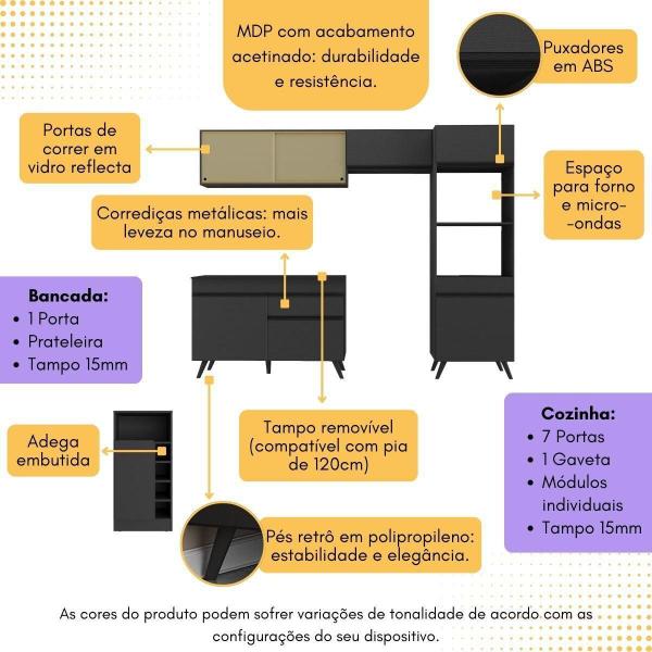 Imagem de Armário de Cozinha Modulado com Bancada Americana Multimóveis MP2209