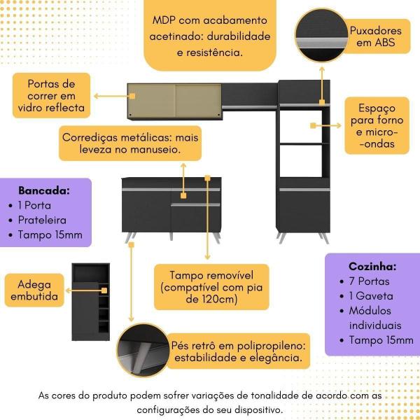 Imagem de Armário de Cozinha Modulado com Bancada Americana Multimóveis MP2209