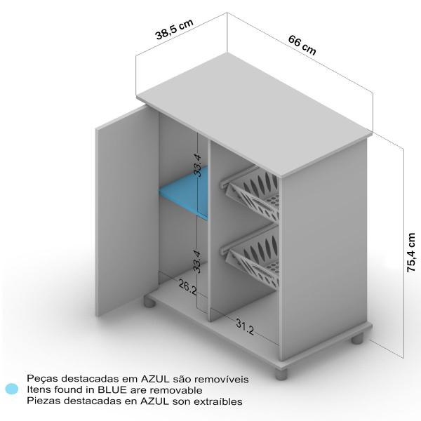 Imagem de Armário de Cozinha para Micro-Ondas com Fruteira Planaltina 1 Porta Branco - Pnr Móveis