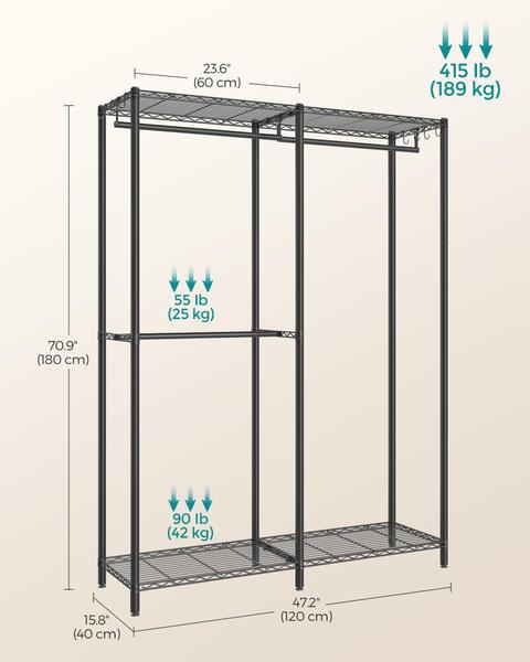 Imagem de Armário de roupas SONGMICS Freestanding Wardrobe, preto