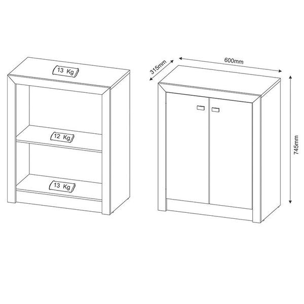 Imagem de Armário Escritório 2 Portas 60x74,5x31,5 cm Branco