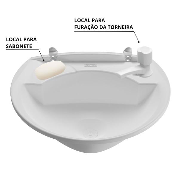 Imagem de Armário Espelheira + Pia Lavatório 4L + Torneira Reforçada + Sifão Sanfonado + Engate Flexível +  Veda Rosca