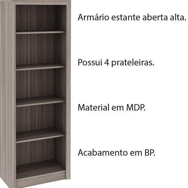 Imagem de Armário Estante Alto para Escritório Home Office ME4104 MDP Carvalho G69 - Gran Belo