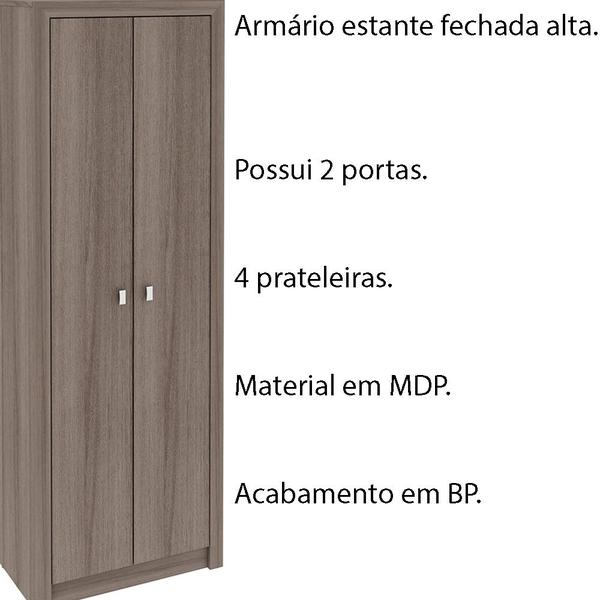 Imagem de Armário Estante Alto para Escritório Home Office ME4105 MDP Carvalho G69 - Gran Belo