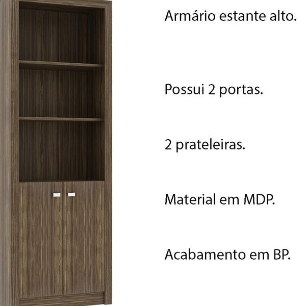 Imagem de Armário Estante Alto para Escritório Home Office ME4110 MDP Nogal G69 - Gran Belo