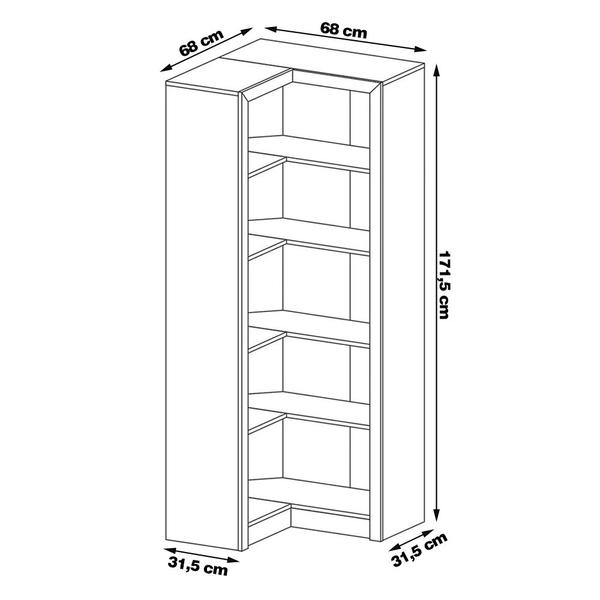 Imagem de Armário Estante de Canto Alto para Escritório Home Office ME4132 MDP Branco G69 - Gran Belo