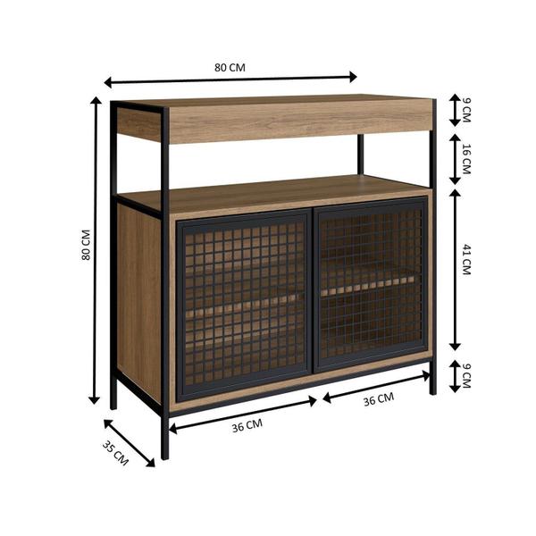 Imagem de Armário Gabinete de Banheiro 80cm Estilo Industrial com 2 Portas