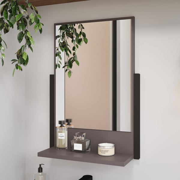Imagem de Armário Gabinete de Banheiro Com Espelho Mdf Aço Com Prateleira Titanium