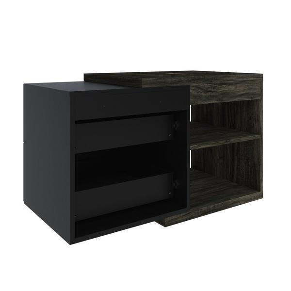 Imagem de Armario Gabinete Nexus 83 cm Carvalho Dark/Preto Ônix