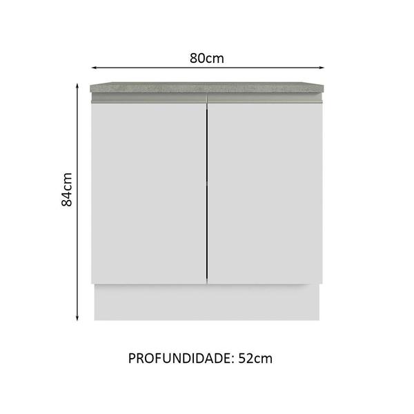 Imagem de Armário Gabinete para Banheiro 80cm 2 Portas Branco Madesa