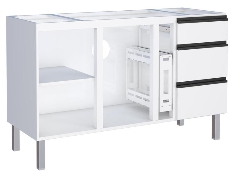 Imagem de Armário gabinete para cozinha em aço gaia flat 146  branco