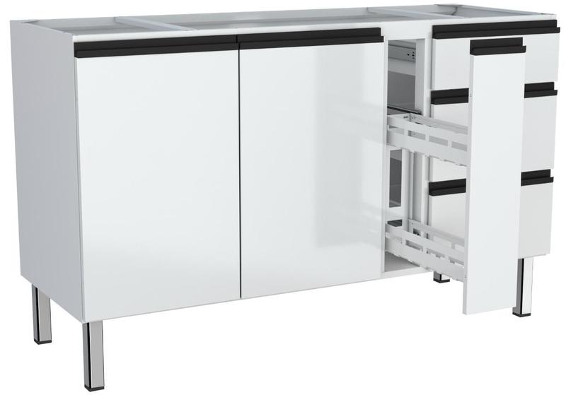 Imagem de Armário gabinete para cozinha em aço gaia flat 146  branco