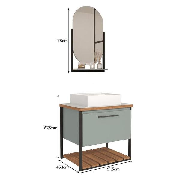 Imagem de Armário Gabinete Vitta 60cm para Banheiro com Cuba e Espelho Ori - MGM