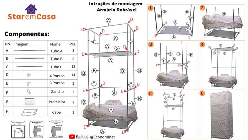 Imagem de Armário Guarda Roupa Dobrável Portátil Multiuso Organizador