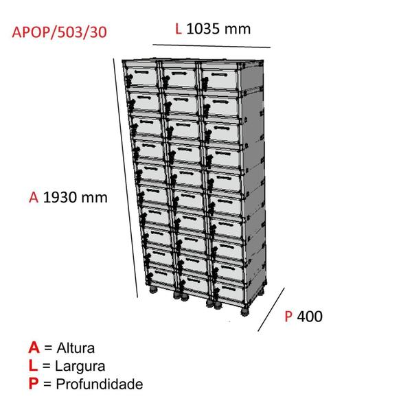 Imagem de Armário Guarda Volume Locker Caixa Postal 30 Portas Aço APOP 503/30 Pandin Móveis