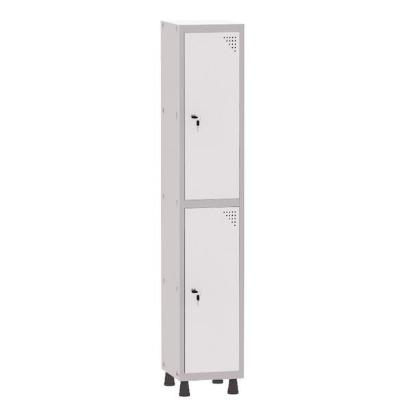 Imagem de Armário Guarda Volume Locker Roupeiro 1 Vão 2 Portas Aço GRF501/2 Cinza e Branco - Pandin