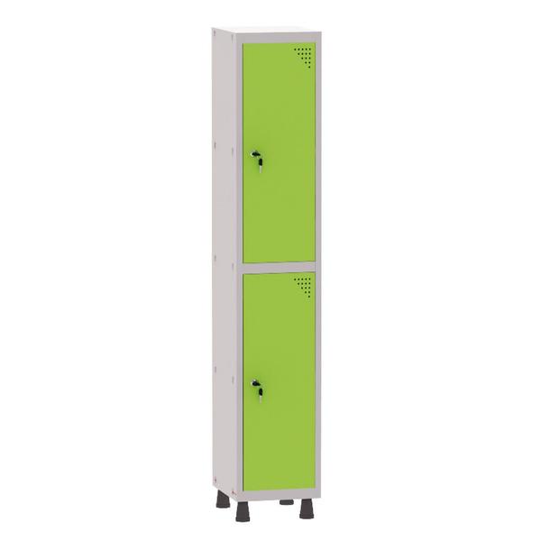 Imagem de Armário Guarda Volume Locker Roupeiro 1 Vão 2 Portas Aço GRF501/2 Cinza e Verde Miró - Pandin