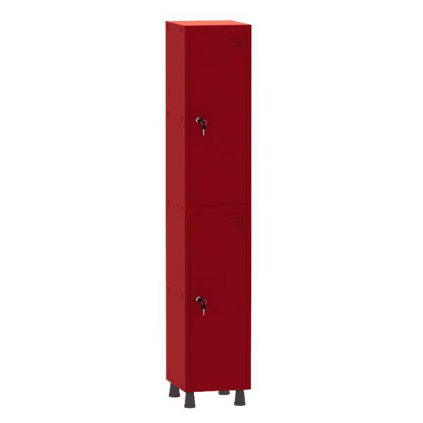 Imagem de Armário Guarda Volume Locker Roupeiro 1 Vão 2 Portas Aço GRF501/2 Vermelho - Pandin