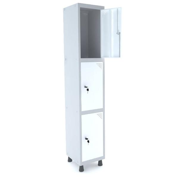 Imagem de Armário Guarda Volume Locker Roupeiro 1 Vão 3 Portas Aço GRF501/3 Cinza e Branco - Pandin