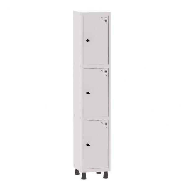 Imagem de Armário Guarda Volume Locker Roupeiro 1 Vão 3 Portas Aço GRP501/3 Branco - Pandin