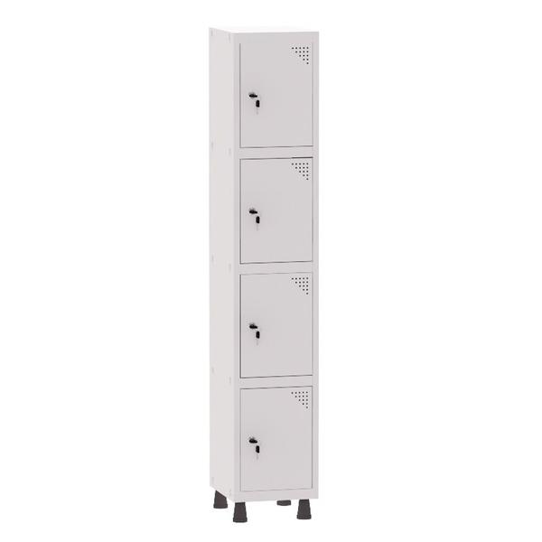 Imagem de Armário Guarda Volume Locker Roupeiro 1 Vão 4 Portas Aço GRF501/4 Branco - Pandin