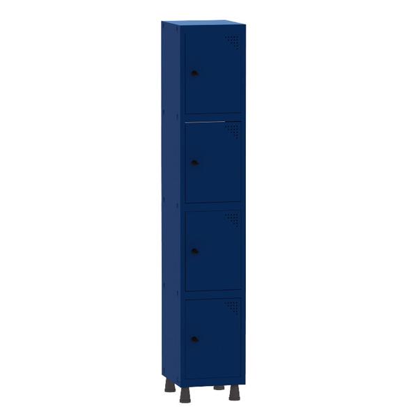 Imagem de Armário Guarda Volume Locker Roupeiro 1 Vão 4 Portas Aço GRP501/4 Azul Del Rey - Pandin