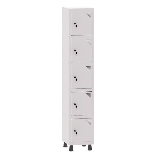 Imagem de Armário Guarda Volume Locker Roupeiro 1 Vão 5 Portas Aço GRF501/5 Branco - Pandin